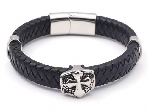 BC Jewelry Wholesale Leather Bracelet Stainless Steel Bracelet Jewelry NO.#SJ133B007