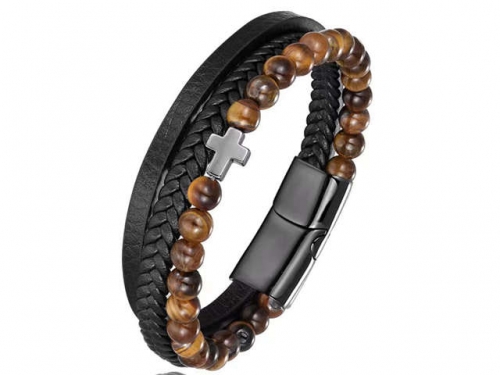 BC Jewelry Wholesale Leather Bracelet Stainless Steel Bracelet Jewelry NO.#SJ132B128