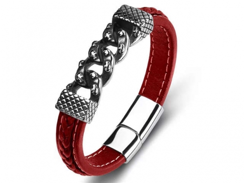 BC Jewelry Wholesale Leather Bracelet Stainless Steel Bracelet Jewelry NO.#SJ35B581