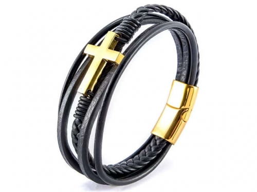 BC Jewelry Wholesale Leather Bracelet Stainless Steel Bracelet Jewelry NO.#SJ31B002