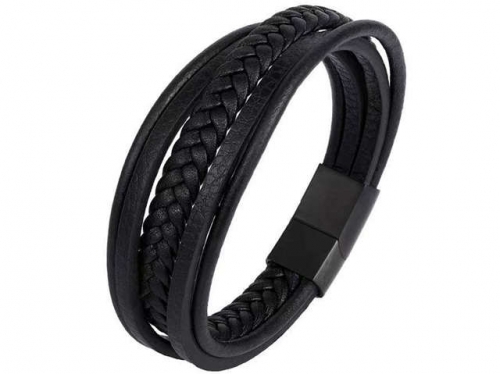 BC Jewelry Wholesale Leather Bracelet Stainless Steel Bracelet Jewelry NO.#SJ132B169