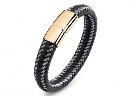 BC Jewelry Wholesale Leather Bracelet Stainless Steel Bracelet Jewelry NO.#SJ35B892