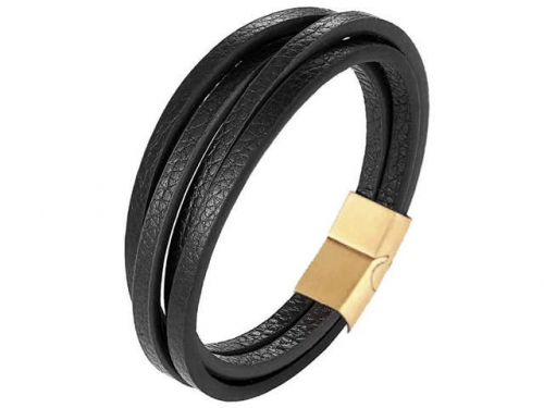 BC Jewelry Wholesale Leather Bracelet Stainless Steel Bracelet Jewelry NO.#SJ132B201