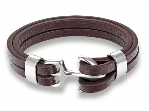 BC Jewelry Wholesale Leather Bracelet Stainless Steel Bracelet Jewelry NO.#SJ131B054