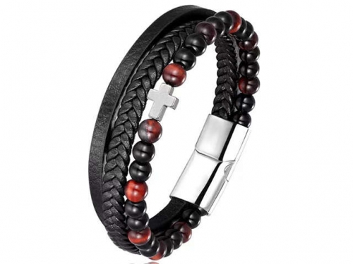 BC Jewelry Wholesale Leather Bracelet Stainless Steel Bracelet Jewelry NO.#SJ132B191