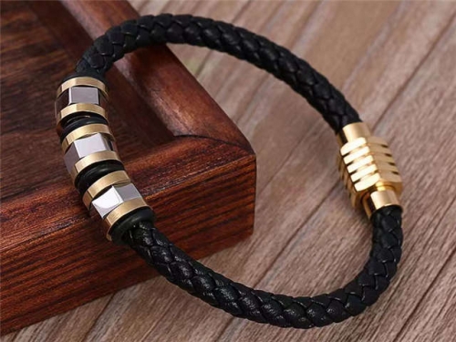 BC Jewelry Wholesale Leather Bracelet Stainless Steel Bracelet Jewelry NO.#SJ133B065