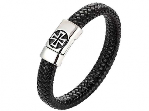 BC Jewelry Wholesale Leather Bracelet Stainless Steel Bracelet Jewelry NO.#SJ127B055