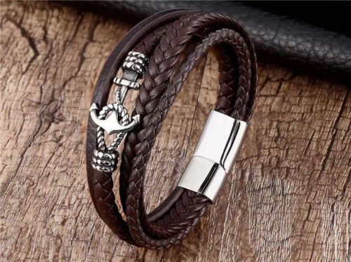 BC Jewelry Wholesale Leather Bracelet Stainless Steel Bracelet Jewelry NO.#SJ132B018