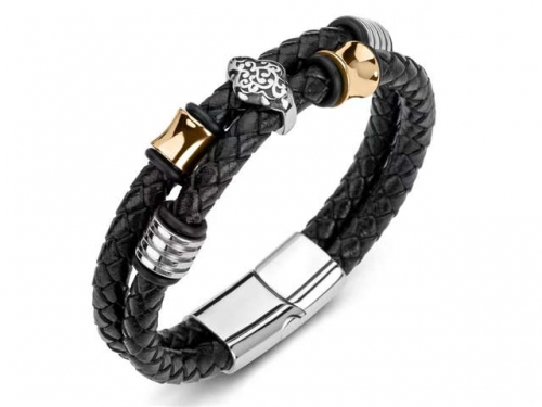 BC Jewelry Wholesale Leather Bracelet Stainless Steel Bracelet Jewelry NO.#SJ35B641