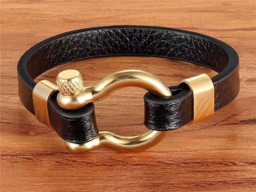 BC Jewelry Wholesale Leather Bracelet Stainless Steel Bracelet Jewelry NO.#SJ127B086