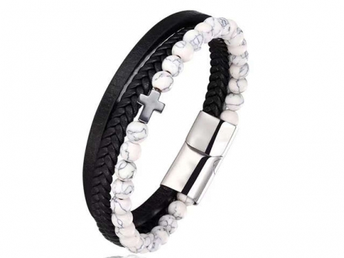 BC Jewelry Wholesale Leather Bracelet Stainless Steel Bracelet Jewelry NO.#SJ132B196