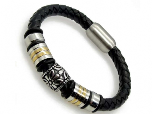 BC Jewelry Wholesale Leather Bracelet Stainless Steel Bracelet Jewelry NO.#SJ18B020