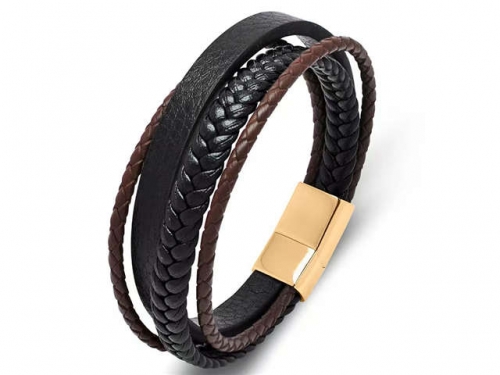 BC Jewelry Wholesale Leather Bracelet Stainless Steel Bracelet Jewelry NO.#SJ35B718