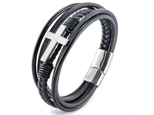 BC Jewelry Wholesale Leather Bracelet Stainless Steel Bracelet Jewelry NO.#SJ31B001