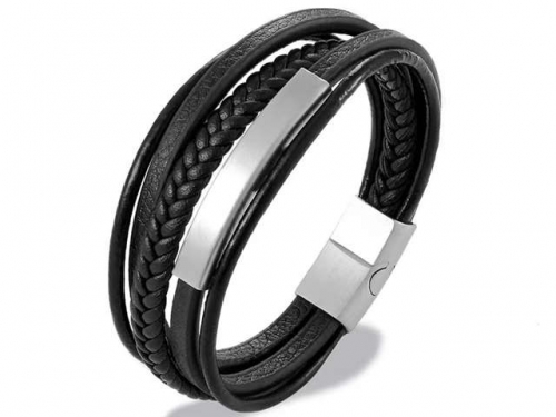 BC Jewelry Wholesale Leather Bracelet Stainless Steel Bracelet Jewelry NO.#SJ131B026