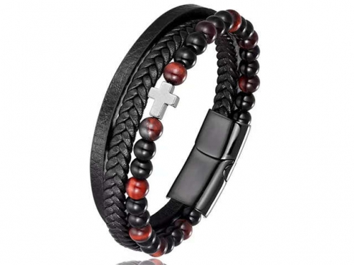 BC Jewelry Wholesale Leather Bracelet Stainless Steel Bracelet Jewelry NO.#SJ132B126