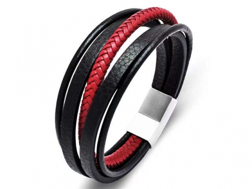 BC Jewelry Wholesale Leather Bracelet Stainless Steel Bracelet Jewelry NO.#SJ35B857