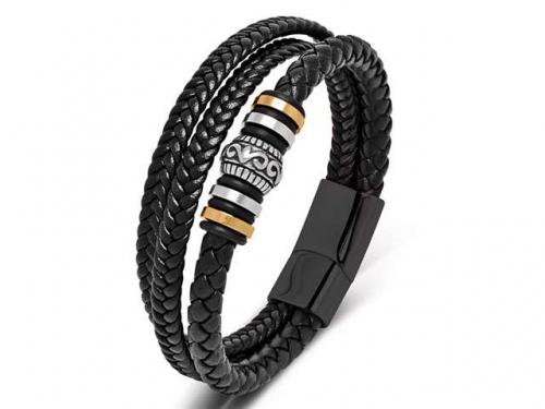 BC Jewelry Wholesale Leather Bracelet Stainless Steel Bracelet Jewelry NO.#SJ35B880