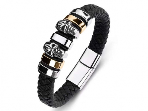 BC Jewelry Wholesale Leather Bracelet Stainless Steel Bracelet Jewelry NO.#SJ35B367