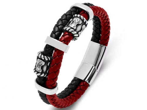 BC Jewelry Wholesale Leather Bracelet Stainless Steel Bracelet Jewelry NO.#SJ35B107