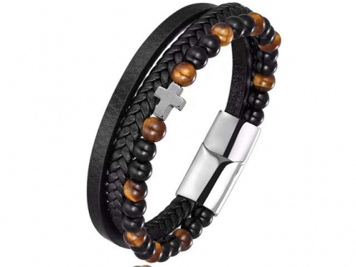 BC Jewelry Wholesale Leather Bracelet Stainless Steel Bracelet Jewelry NO.#SJ132B190