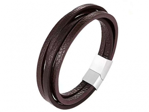 BC Jewelry Wholesale Leather Bracelet Stainless Steel Bracelet Jewelry NO.#SJ132B204