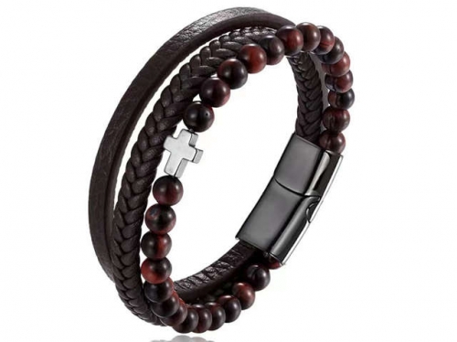 BC Jewelry Wholesale Leather Bracelet Stainless Steel Bracelet Jewelry NO.#SJ132B132