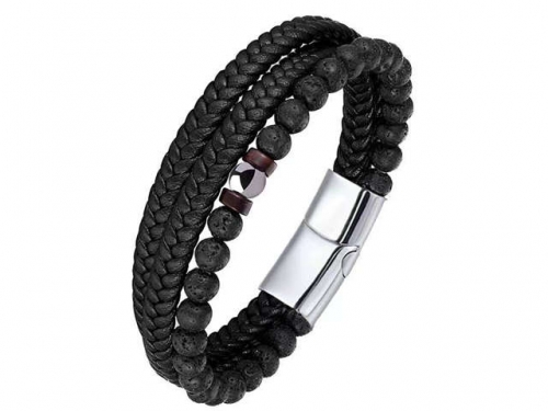 BC Jewelry Wholesale Leather Bracelet Stainless Steel Bracelet Jewelry NO.#SJ132B163