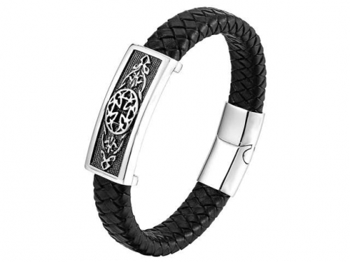 BC Jewelry Wholesale Leather Bracelet Stainless Steel Bracelet Jewelry NO.#SJ130B159