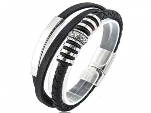 BC Jewelry Wholesale Leather Bracelet Stainless Steel Bracelet Jewelry NO.#SJ31B028