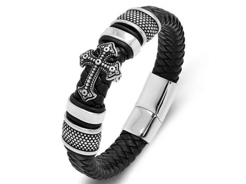 BC Jewelry Wholesale Leather Bracelet Stainless Steel Bracelet Jewelry NO.#SJ35B387