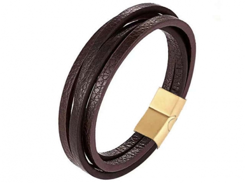 BC Jewelry Wholesale Leather Bracelet Stainless Steel Bracelet Jewelry NO.#SJ132B202