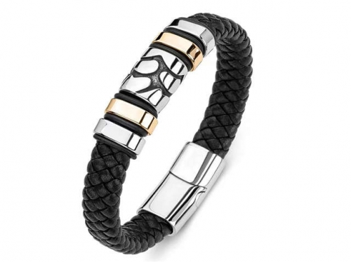 BC Jewelry Wholesale Leather Bracelet Stainless Steel Bracelet Jewelry NO.#SJ35B285