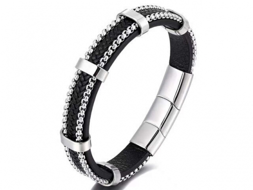 BC Jewelry Wholesale Leather Bracelet Stainless Steel Bracelet Jewelry NO.#SJ133B051