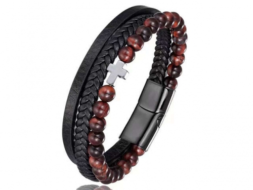 BC Jewelry Wholesale Leather Bracelet Stainless Steel Bracelet Jewelry NO.#SJ132B129