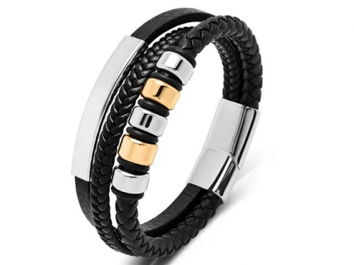 BC Jewelry Wholesale Leather Bracelet Stainless Steel Bracelet Jewelry NO.#SJ35B764