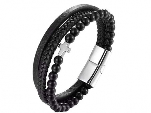 BC Jewelry Wholesale Leather Bracelet Stainless Steel Bracelet Jewelry NO.#SJ132B188