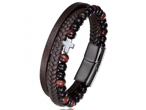 BC Jewelry Wholesale Leather Bracelet Stainless Steel Bracelet Jewelry NO.#SJ132B127