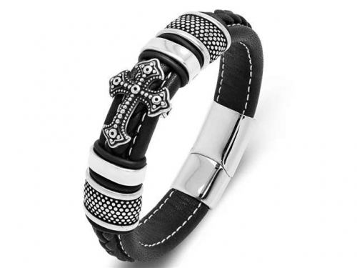 BC Jewelry Wholesale Leather Bracelet Stainless Steel Bracelet Jewelry NO.#SJ35B413