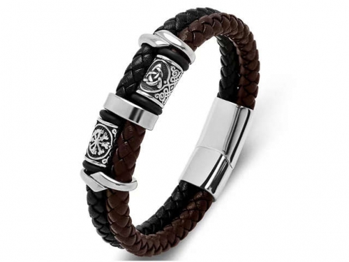 BC Jewelry Wholesale Leather Bracelet Stainless Steel Bracelet Jewelry NO.#SJ35B361