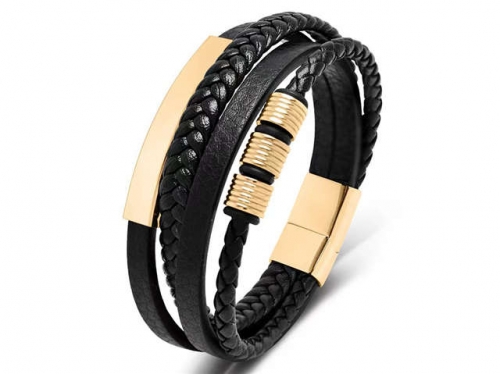 BC Jewelry Wholesale Leather Bracelet Stainless Steel Bracelet Jewelry NO.#SJ35B512