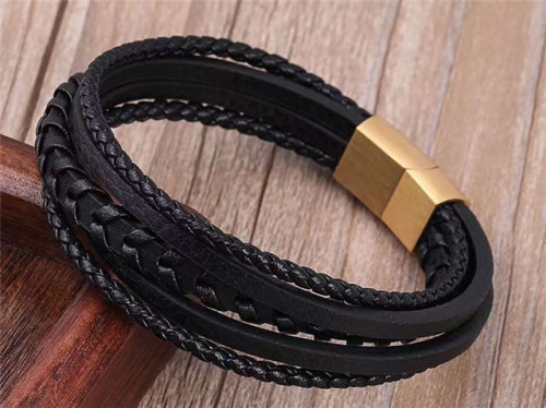 BC Jewelry Wholesale Leather Bracelet Stainless Steel Bracelet Jewelry NO.#SJ133B023