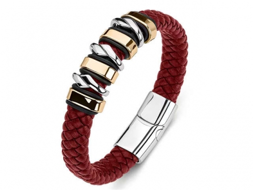 BC Jewelry Wholesale Leather Bracelet Stainless Steel Bracelet Jewelry NO.#SJ35B422