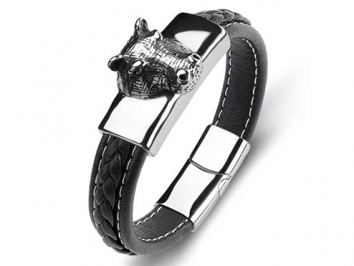 BC Jewelry Wholesale Leather Bracelet Stainless Steel Bracelet Jewelry NO.#SJ35B838
