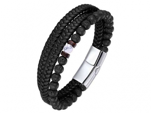 BC Jewelry Wholesale Leather Bracelet Stainless Steel Bracelet Jewelry NO.#SJ132B160