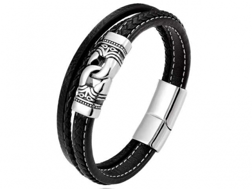 BC Jewelry Wholesale Leather Bracelet Stainless Steel Bracelet Jewelry NO.#SJ132B167