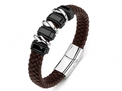 BC Jewelry Wholesale Leather Bracelet Stainless Steel Bracelet Jewelry NO.#SJ35B421