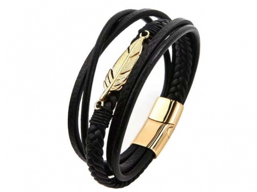 BC Jewelry Wholesale Leather Bracelet Stainless Steel Bracelet Jewelry NO.#SJ31B017