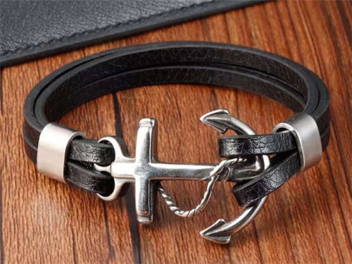 BC Jewelry Wholesale Leather Bracelet Stainless Steel Bracelet Jewelry NO.#SJ130B214