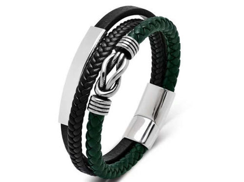 BC Jewelry Wholesale Leather Bracelet Stainless Steel Bracelet Jewelry NO.#SJ35B862